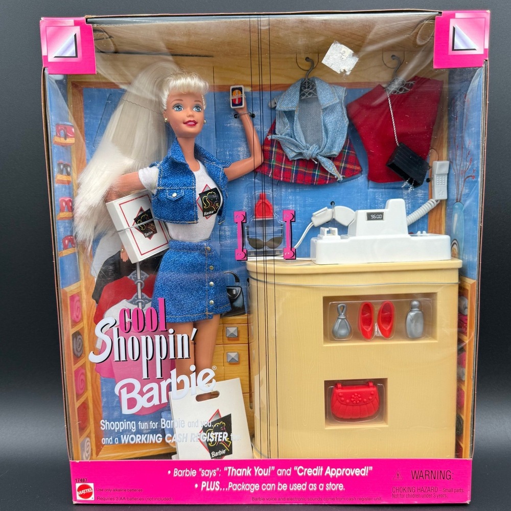 Cool Shoppin Barbie Doll 1997 Mattel 17487 Working Cash Register Mastercard